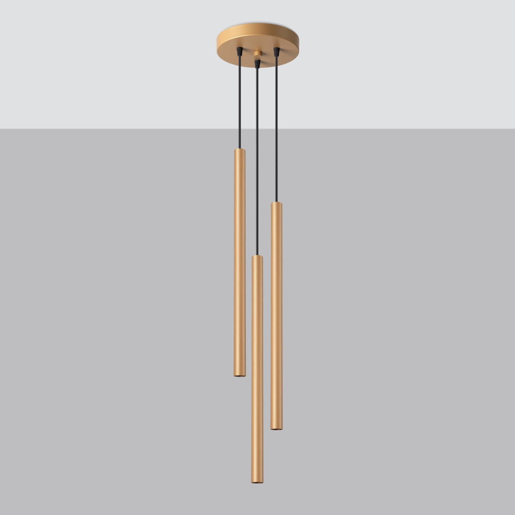 Lampada da soffitto in acciaio dorato a 3 luci verde oceano PATELO, design moderno