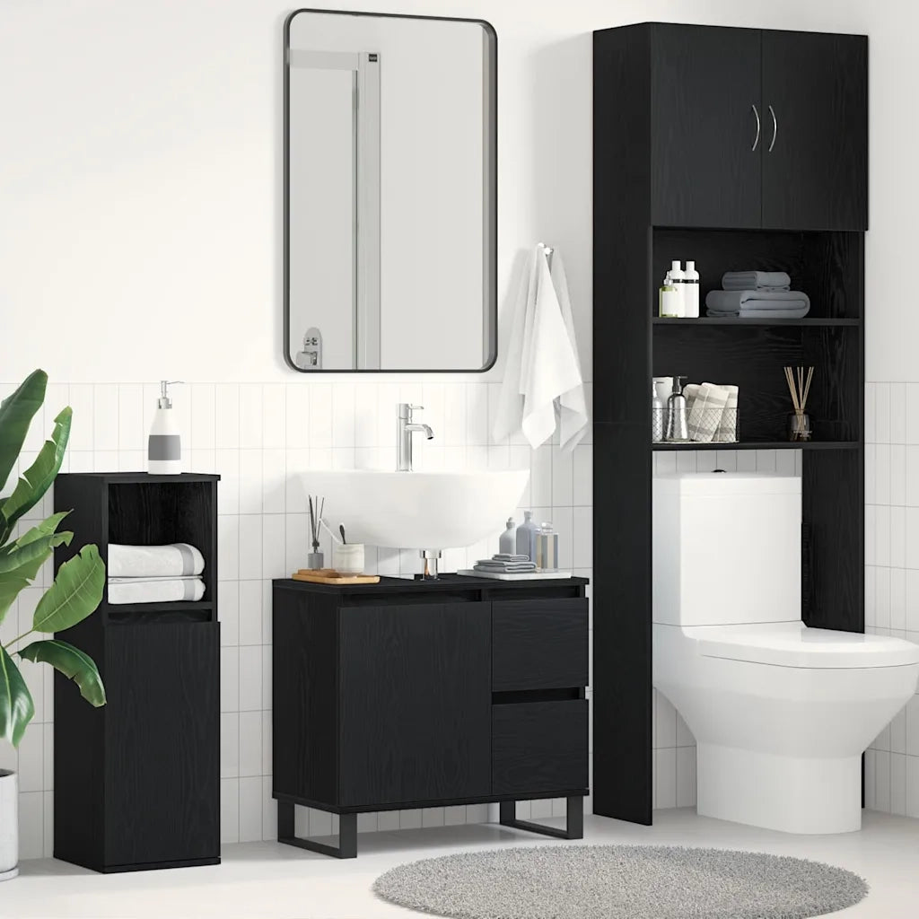Armadio per Lavabo da Bagno Rovere Nero 65 x 33 x 60 cm 862892