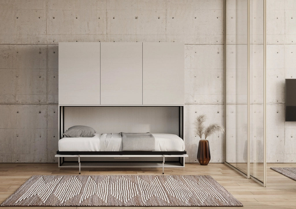 Letto Singolo a Scomparsa Composizione D Kando H194,4 Bianco Frassino