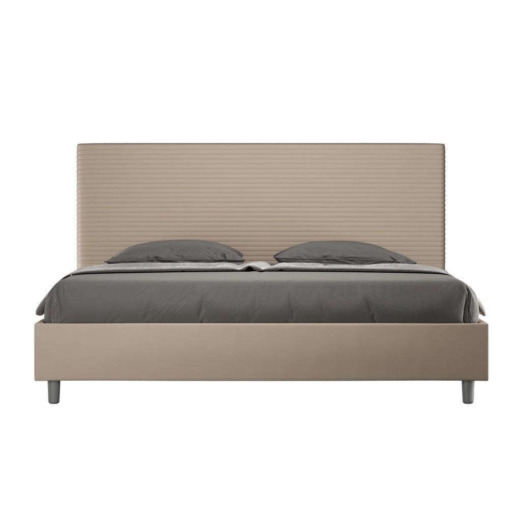 BS COM Letto matrimoniale king size con rete imbottito 190x200 similpelle tortora