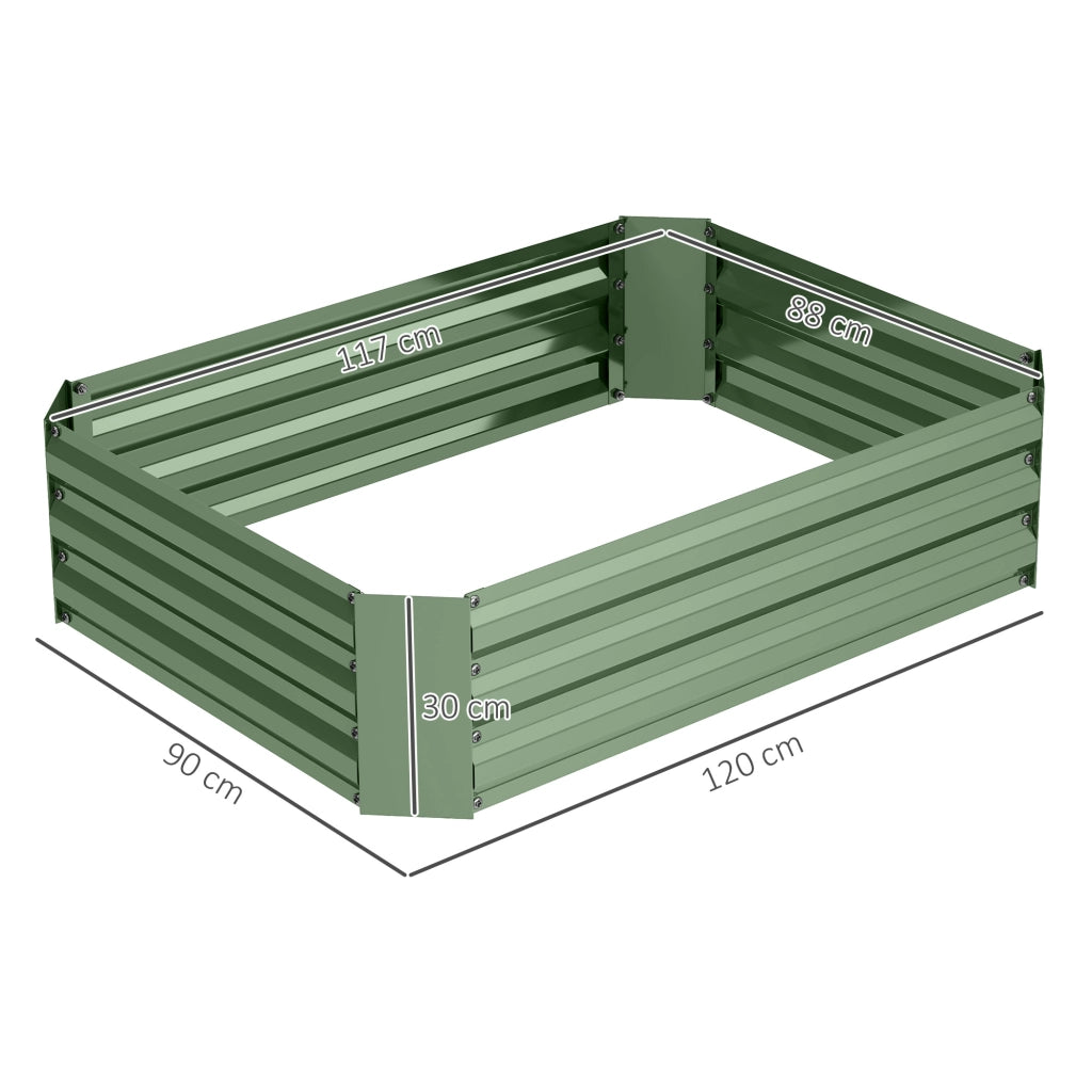 Hochbeet in acciaio zincato per giardino ¨C zephmum ¨C 120x90x30 cm verde scuro