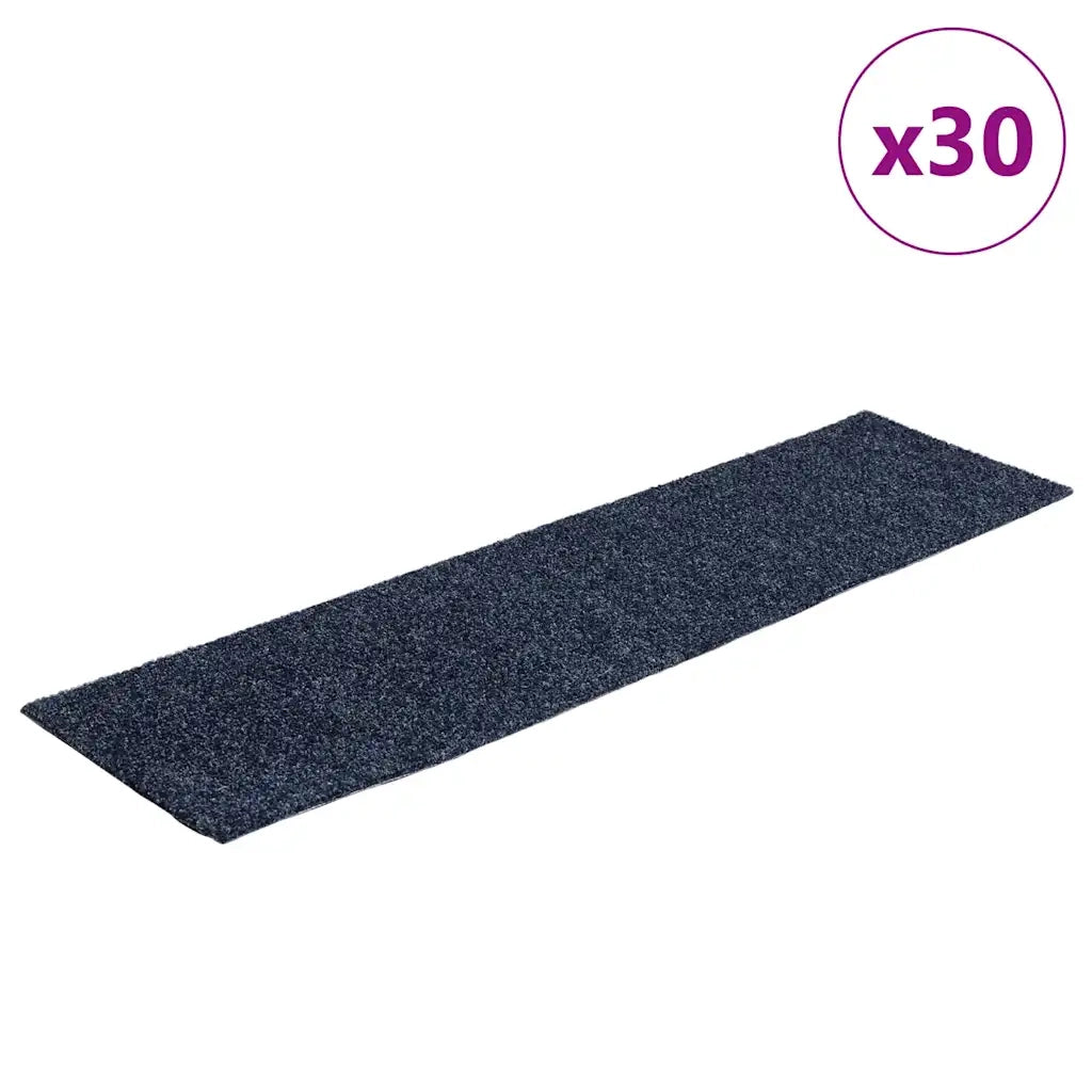 Tappetini per scale autoadesivi 30 pz | Gradini per Scale 76x20 cm Grigio Blu Rettangolari
