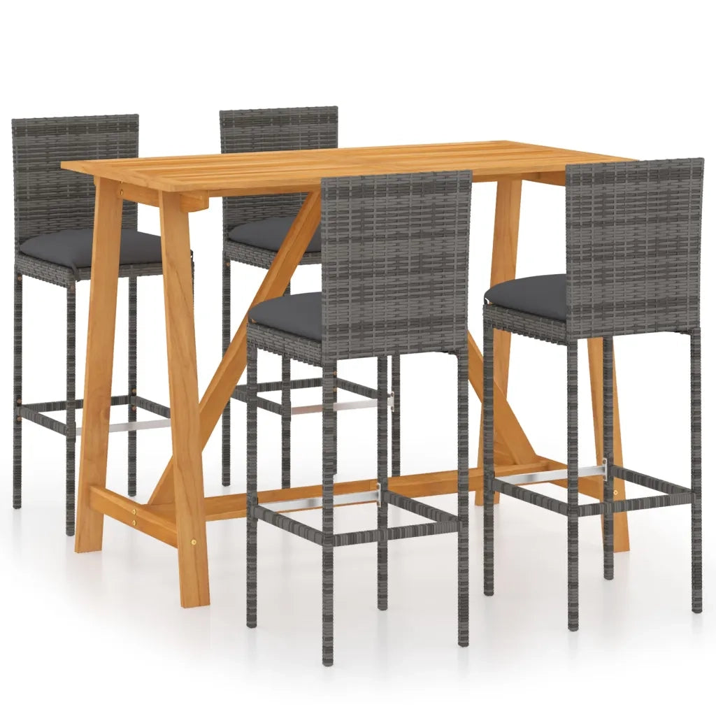 Set da Bar da Giardino 5pz con Cuscini Grigio cod mxl 40626