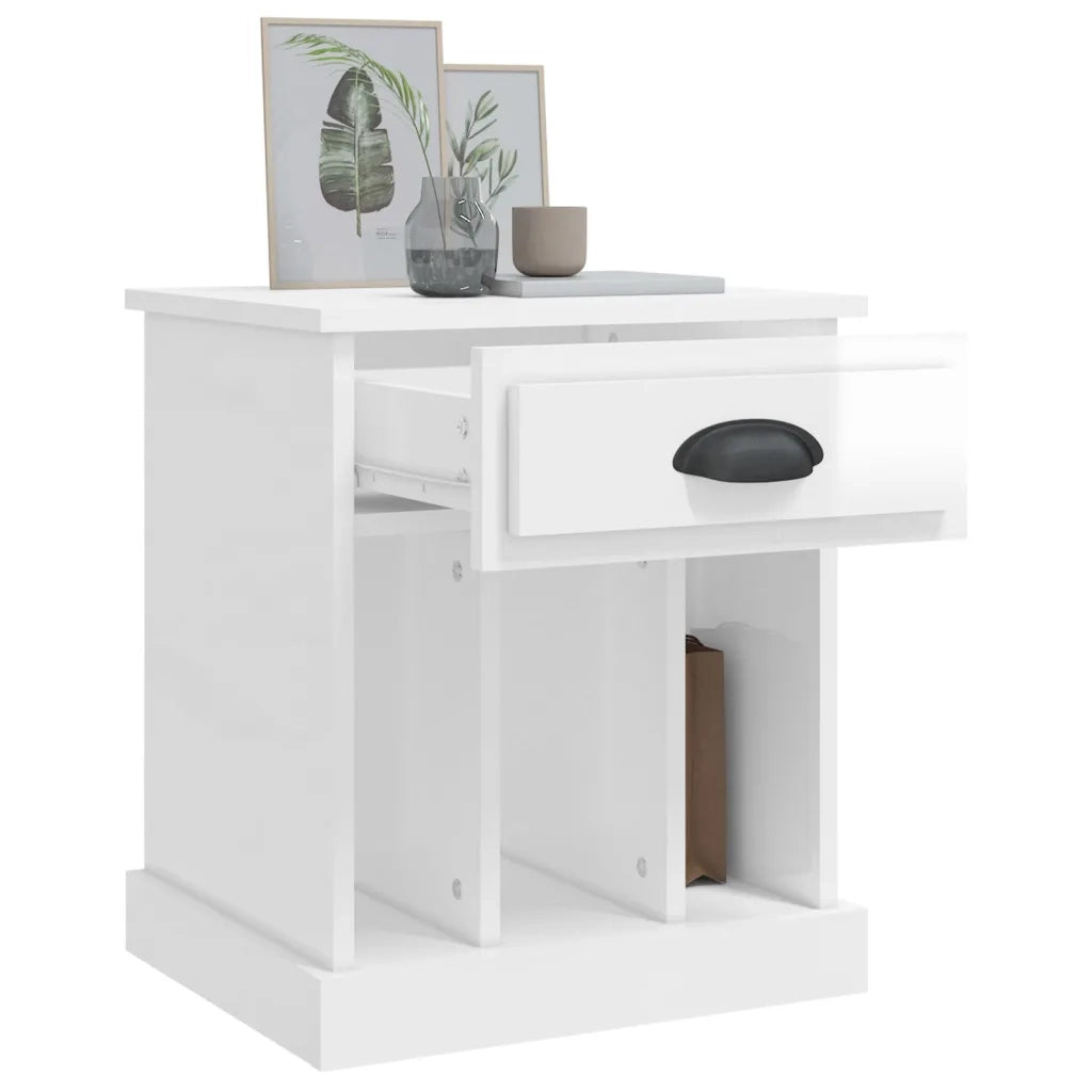 Comodini 2 pz-Set di 2 Tavolino da notte Bianco Lucido 43x36x50 cm