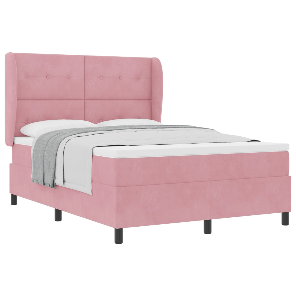 Letto con Rete a Molle Rosa 160x200 cm Velluto