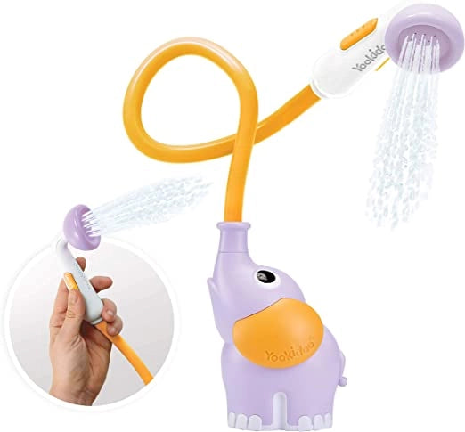 Yookidoo - Doccia da bagno con elefante viola, gioco da bagno e doccia per il risveglio dei sensi, spruzzatore per docce