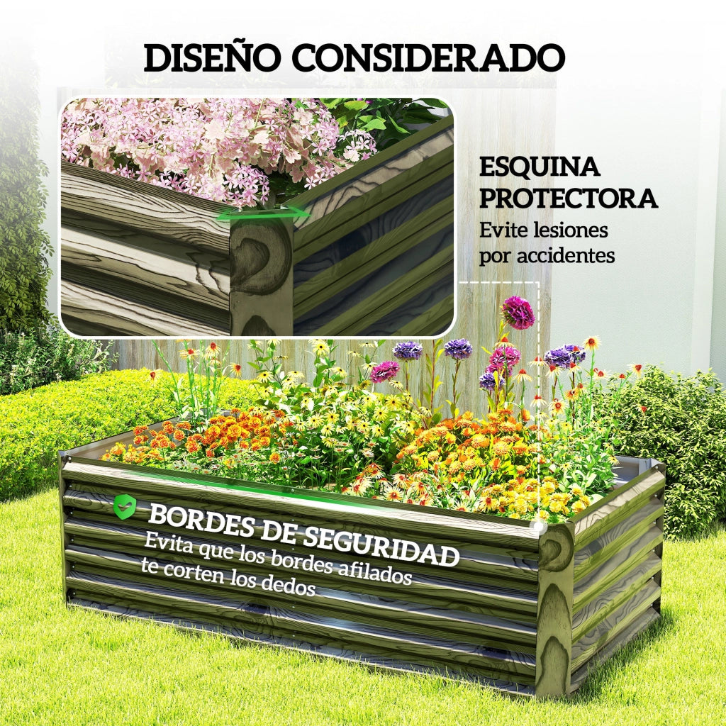 Fioriera rettangolare da esterno ¨C Xylo ¨C acciaio galvanizzato 180x90x57,5 cm naturale