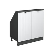 Mobile cucina sottotetto R-Line Ondulazione bianca/Antracite 80 cm con 2 porte Vicco