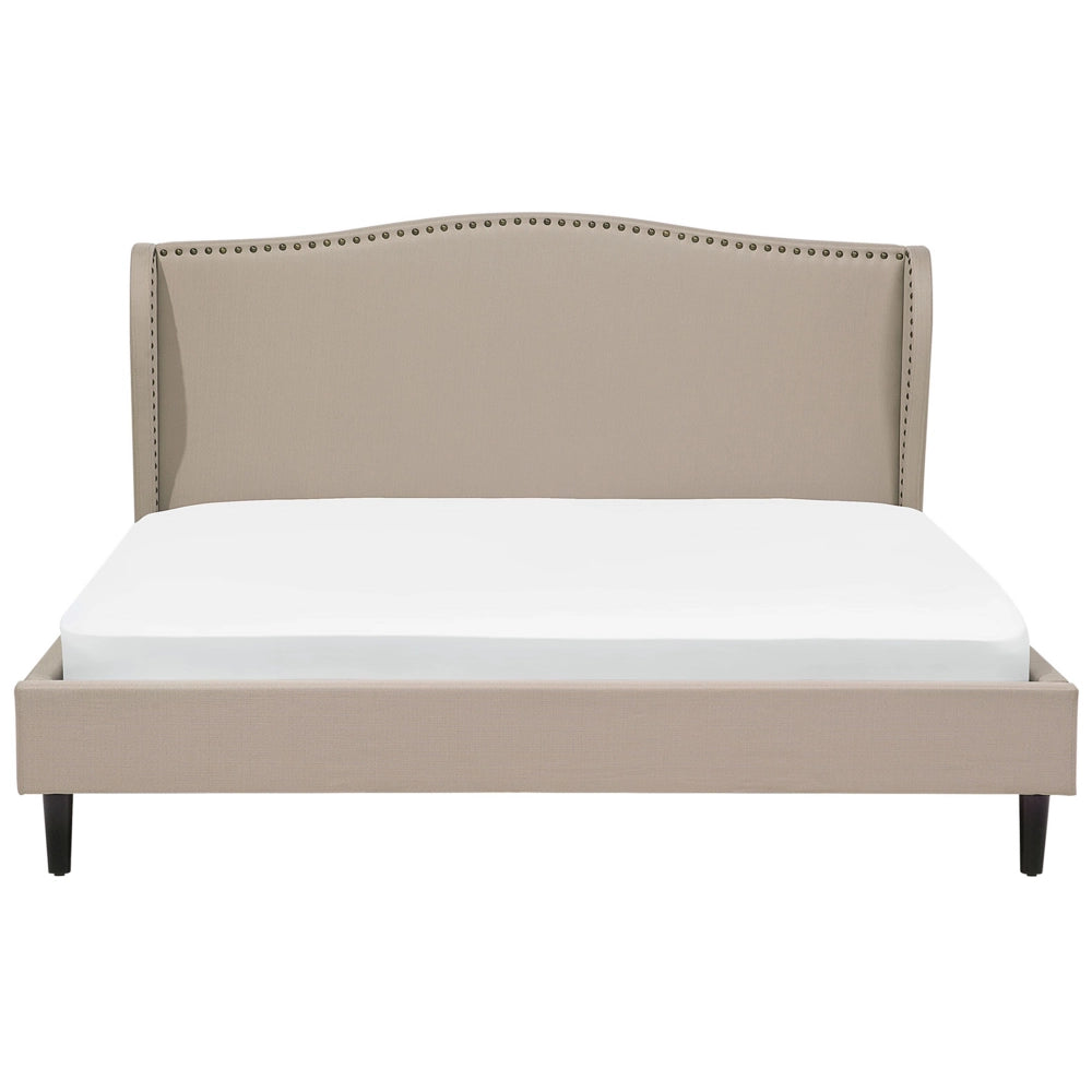 Letto Imbottito Velluto Beige a Doghe Testiera Trapuntata 180 x 200 cm letto matrimoniale tradizionale