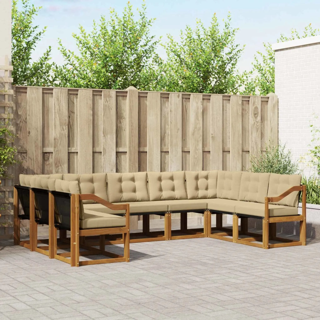 Set di divani da esterno con cuscino 9 pcs Naturale e Beige