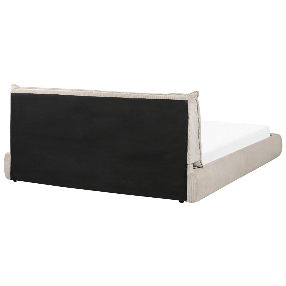 Letto ad acqua EU King Size Grigio Talpa Velluto a Coste 180 x 200 cm con materasso con spessa testata imbottita e pediera Camera da letto in stile moderno