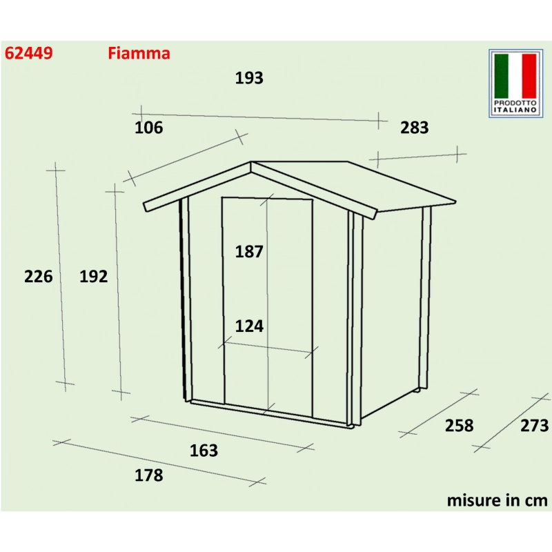 Casetta Bh16 Fiamma 178x273 cm PDC pefc