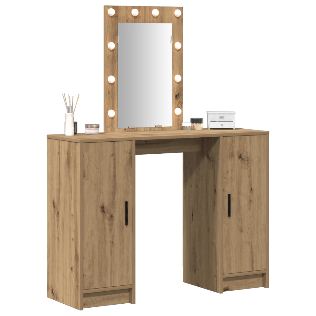 Toeletta con Luci LED in Rovere Artigianale 102x33x135 cm