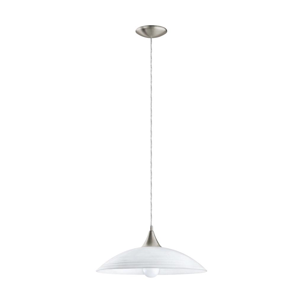 Lampadario A Sospensione Lazolo Acciaio Nichel Vetro 1 Luce E27