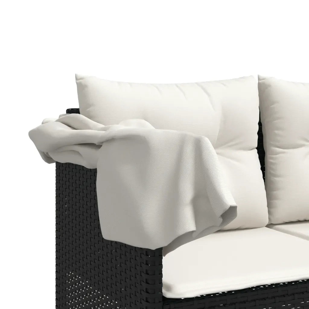 Set Divani da Giardino 5 pz con Cuscini in Polyrattan Nero 3261539