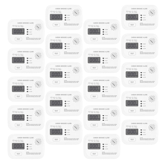 Set 20x Rilevatore monossido di carbonio con display 120 x 74 x 31 mm, allarme CO con batterie sostituibili incluse