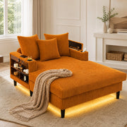 CHAISE LONGUE 129x170x70 cm in velluto corduroy senape con 2 pacchi
