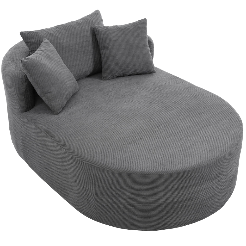Poltrona relax ovale con seduta profonda e design compatto in velluto a coste - grigio