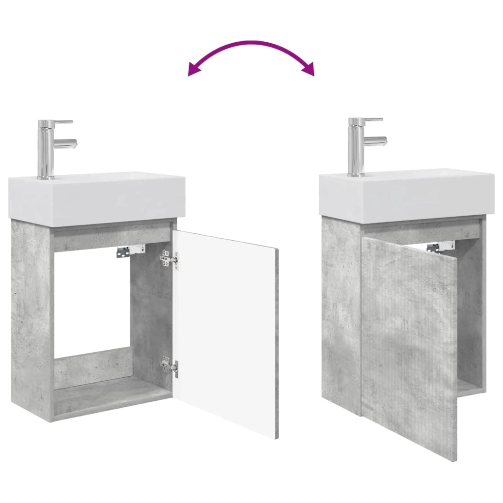 Mobile bagno con rubinetto Grigio Cemento 45,5 x 22,5 x 84 cm