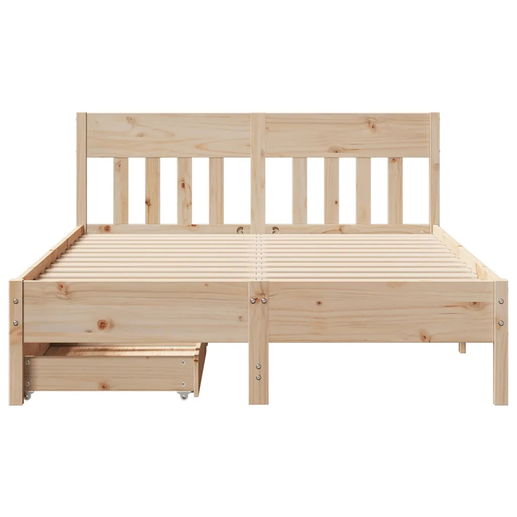 Letto senza Materasso 140x190 cm in Legno Massello di Pino