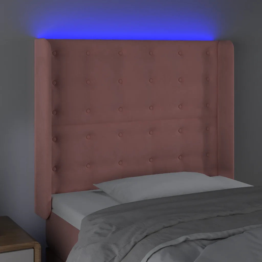 Testiera a LED Nera 93x16x118/128 cm in Velluto 3124523