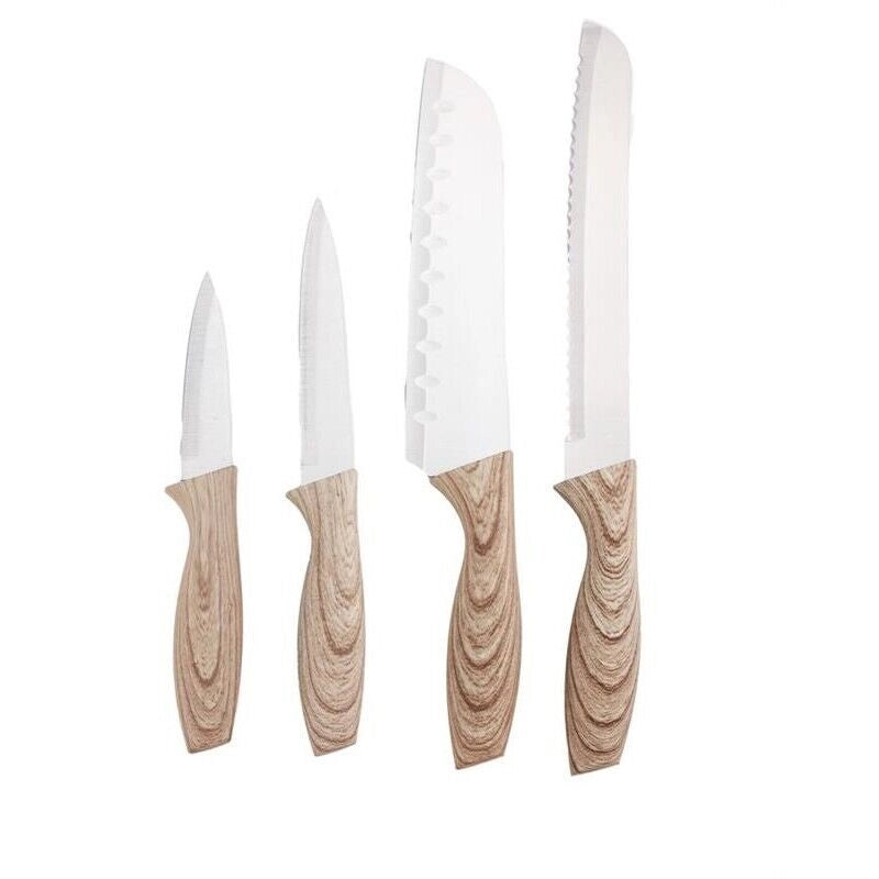 MAURY'S SET 4 COLTELLI FOREST IN ACCIAIO INOX CON MANICO ASSORTITO EFFETTO LEGNO