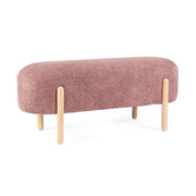 Panca imbottita effetto bouclé con gambe in legno naturale - SIENNA