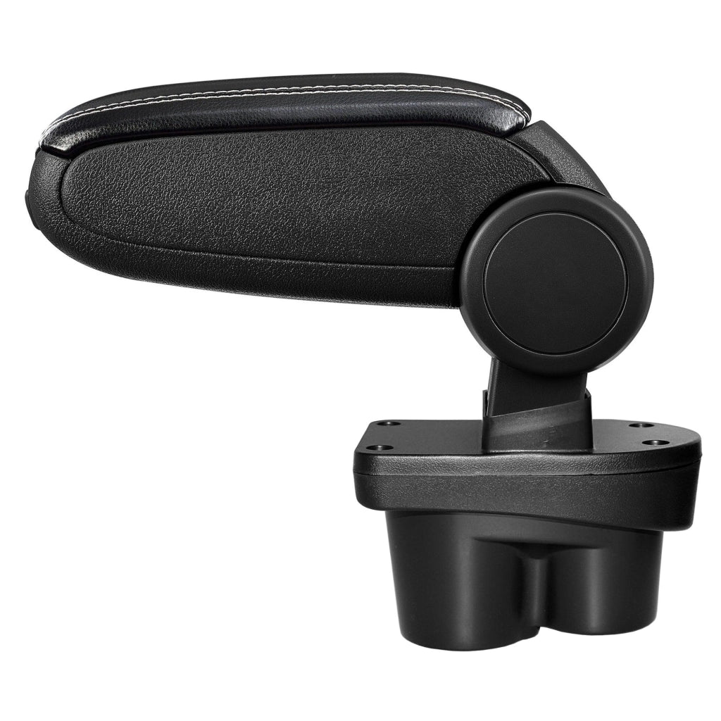 Bracciolo centrale per Opel Corsa E con scomparto imbottito in similpelle nera con cuciture bianche 03_0000581