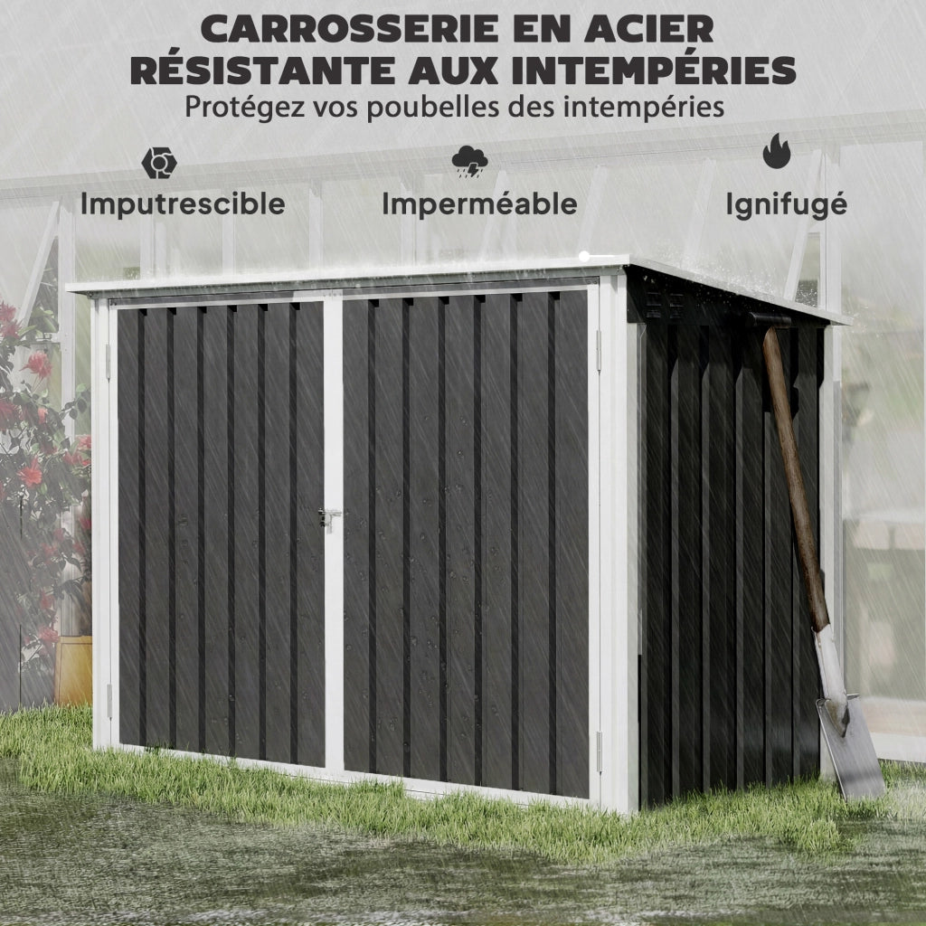 Cabina Rifiuti da Giardino 2x240L ¨C Zephmum ¨C 179.5x108x129.5cm Grigio