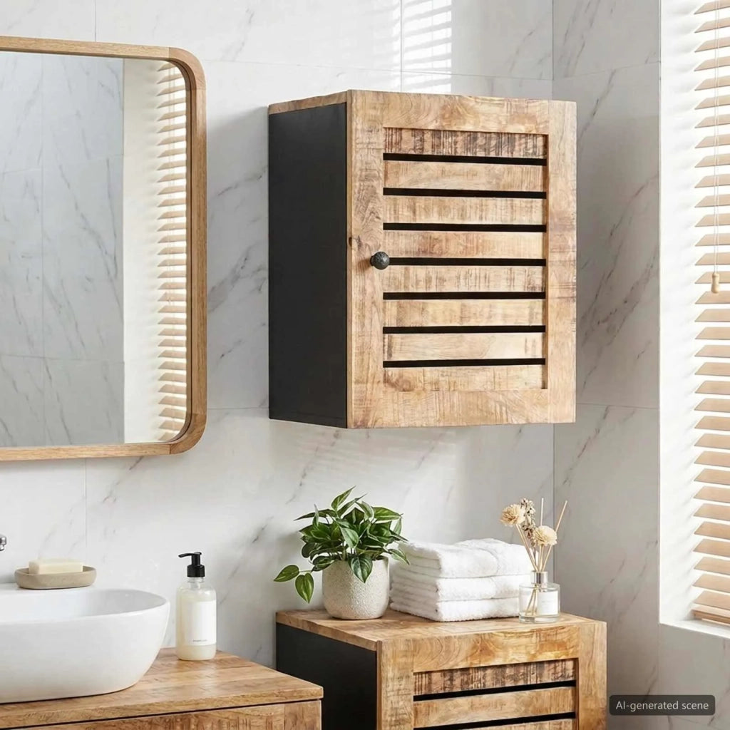 Armadio pensile con porta Marrone e Nero 38 x 33,5 x 48 cm 4018864