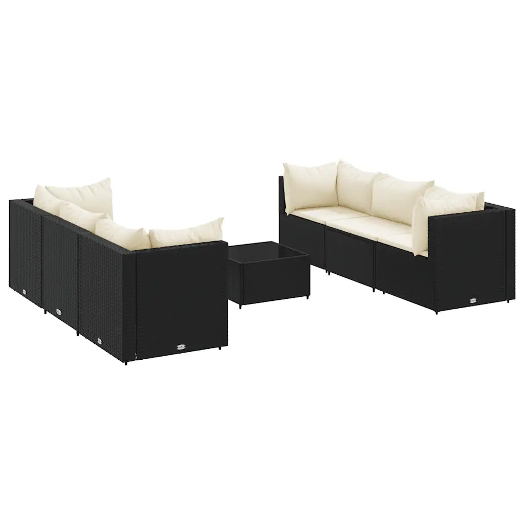 Set Salotto da Giardino con Cuscini 7pz Nero Polyrattan 3308024