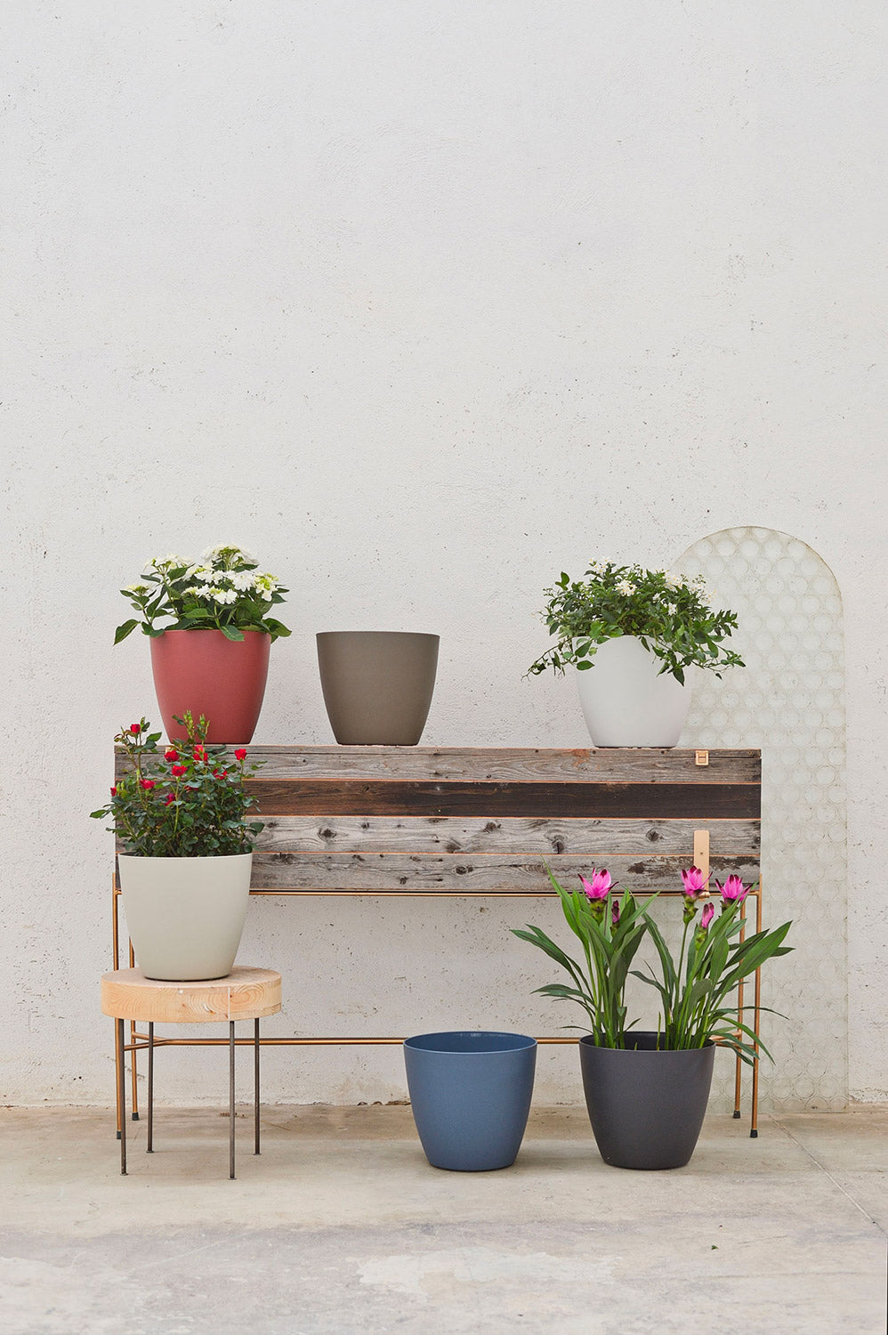 Vaso da Interno e Esterno Ø38x35cm in Polipropilene Orione 38 Cloud Bianco