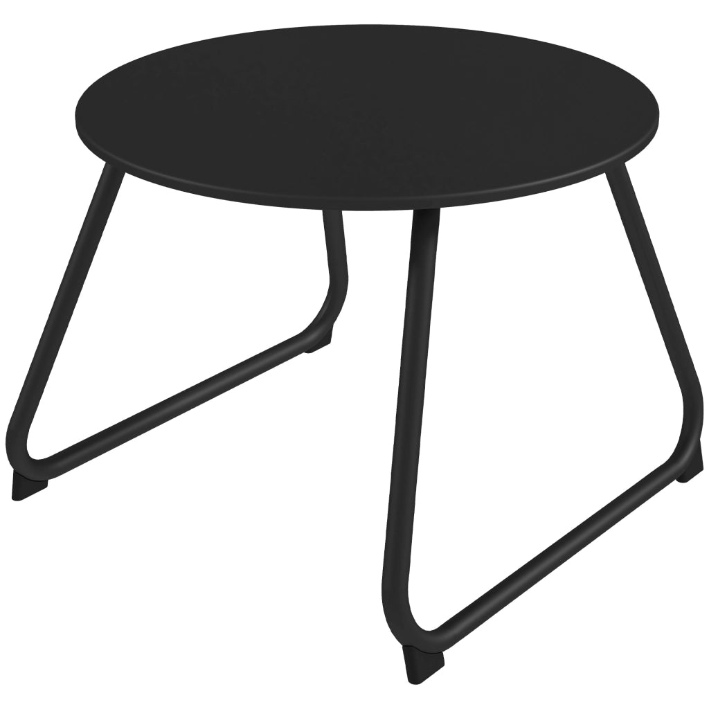 Tavolino da Esterni ?48x37 cm in Metallo Nero con Piedini Regolabili