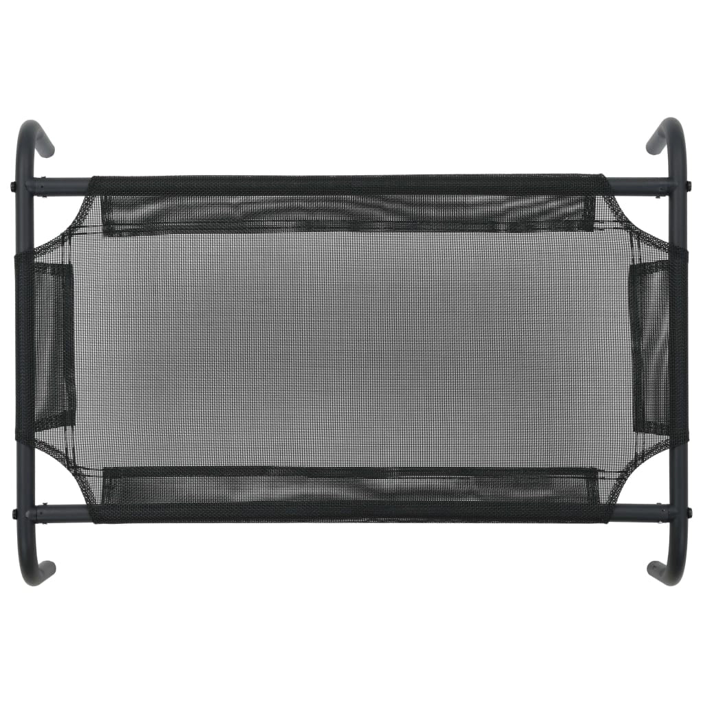 Cuccia rialzata per cani piccola cesta per cani in textilene 90 x 50 x 20 cm nero 02_0001544