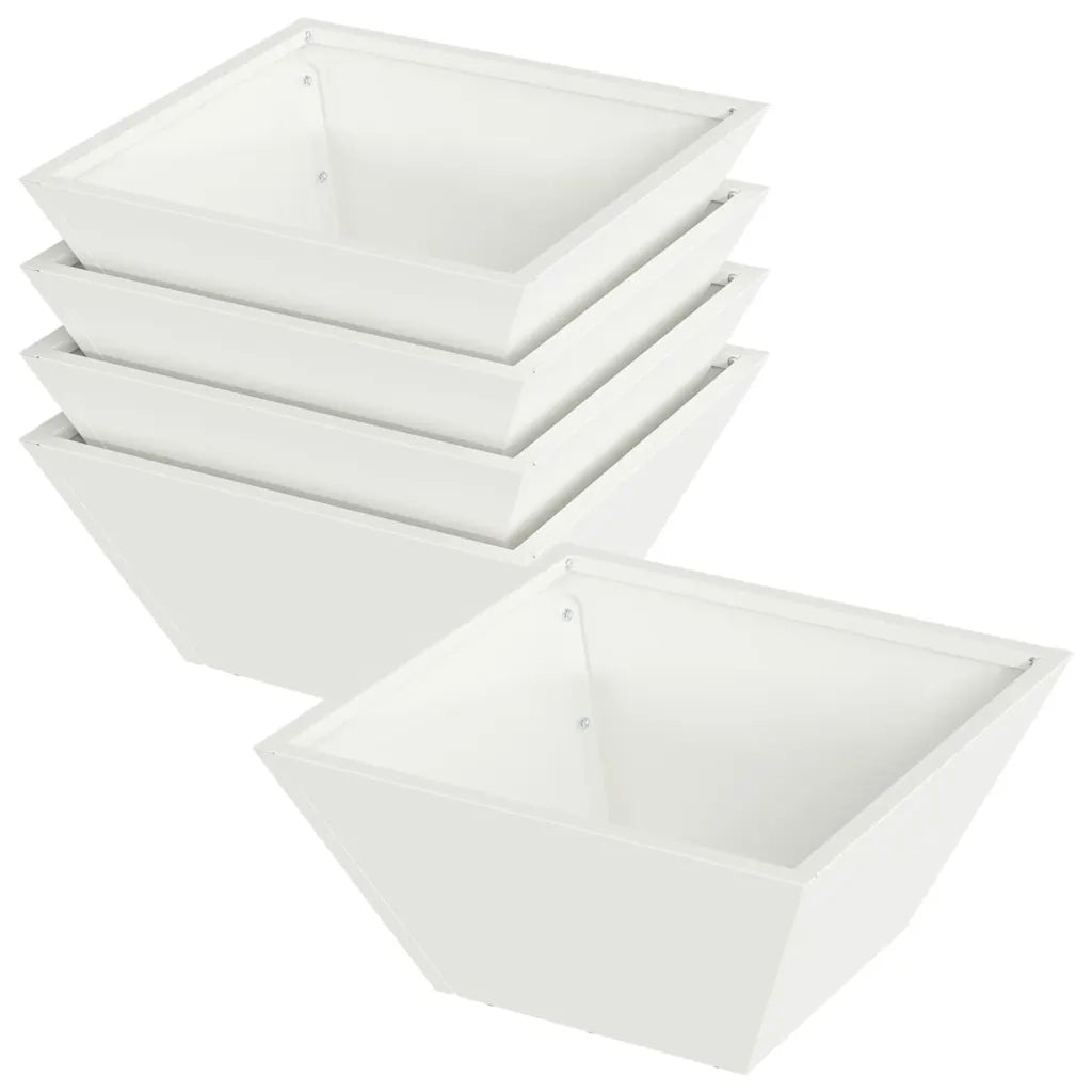 Vaso da giardino 5 pz-Set di 5 Fioriera da Esterno-Contenitore per Piante Bianco 35 x 35 x 15 cm