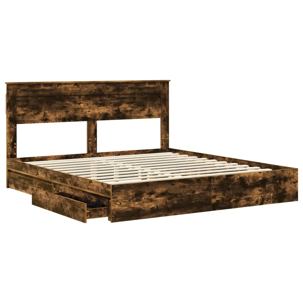 Letto con Contenitore con testiera Rovere fumé 180 x 200 cm