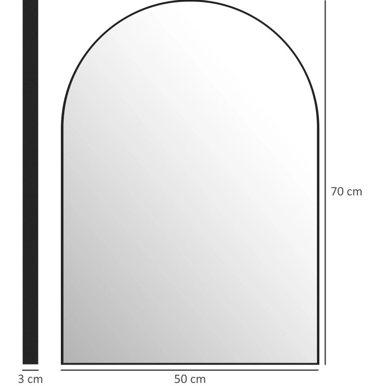 Specchio da bagno arcuato 50x70 cm con cornice in alluminio nero