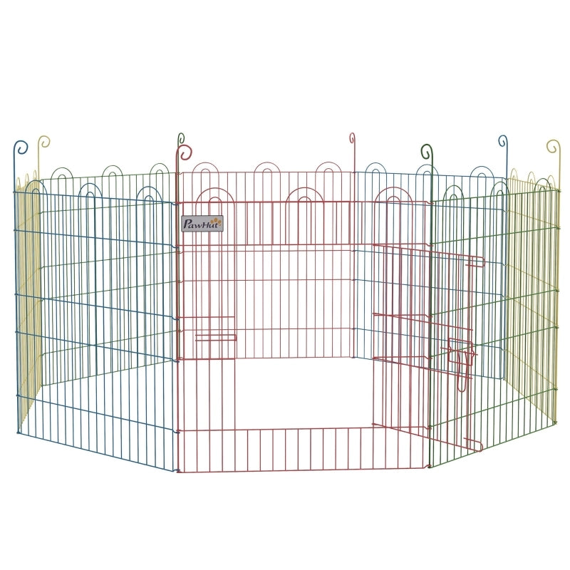 Recinto per esterni per cuccioli, design modulare, chiudibile a chiave, in acciaio, ?156x60H cm, multicolore