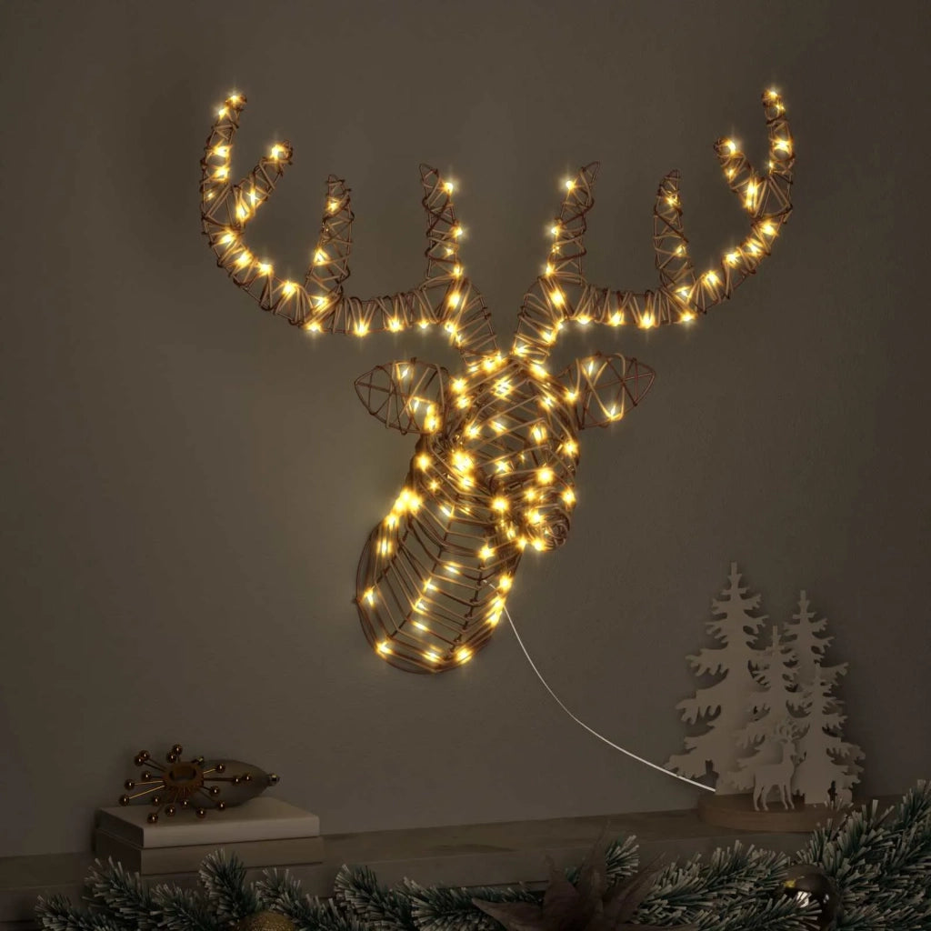 Slitta trainata da renna con 140 LED Bianco caldo Rattan CFW4406071