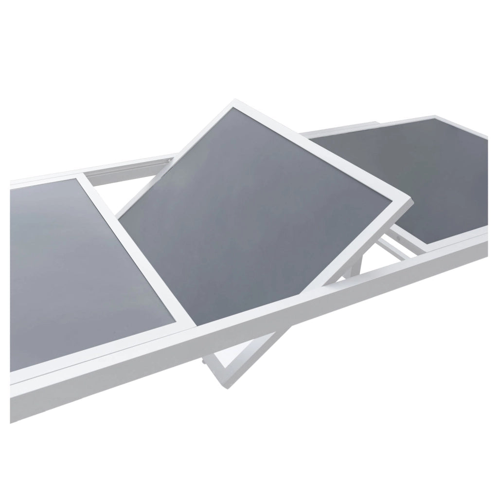 Set di mobili da giardino allungabili in textilene grigio FIRENZE 8 posti - alluminio bianco