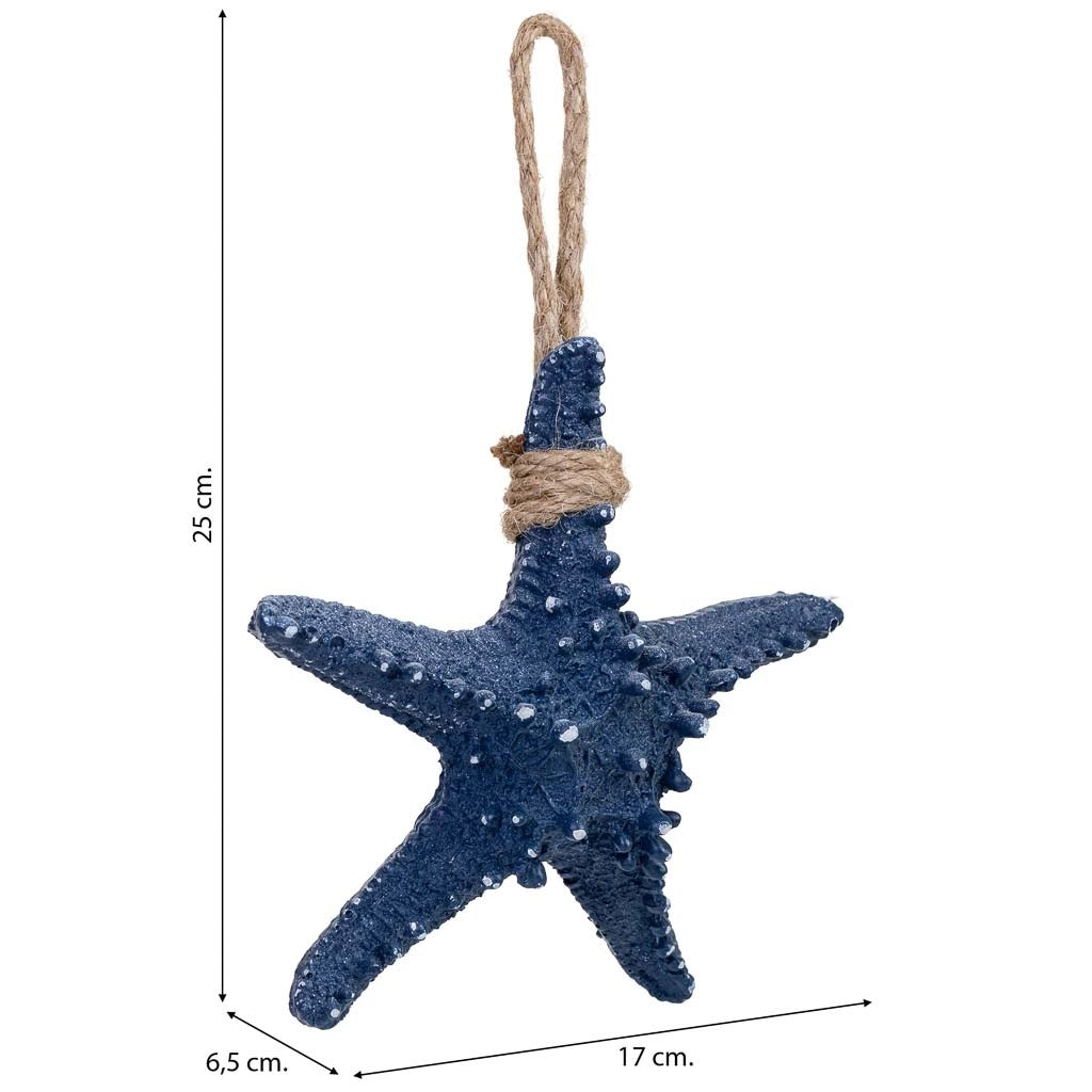 Decorazione a forma di stella da appendere in resina blu 17x6,5x25h cm