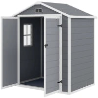 Casetta da Giardino con Finestra e Doppia Porta PP e Alluminio, 183x134x210 cm, Grigio