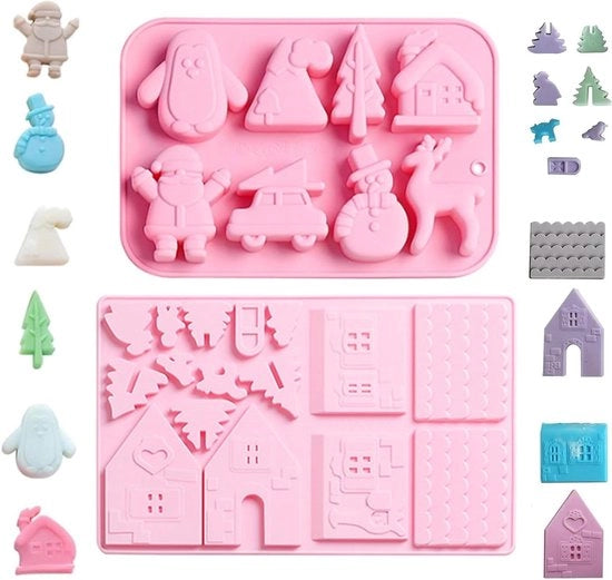 Forme di cioccolato in silicone - Stampi per dolci in silicone 2 pezzi Natale - Forme per cioccolata Forme per gelato di cioccolato