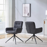 SEDIA Girevole 360° Set da 2 pezzi 85 cm Tessuto Grigio scuro e Metallo Nero