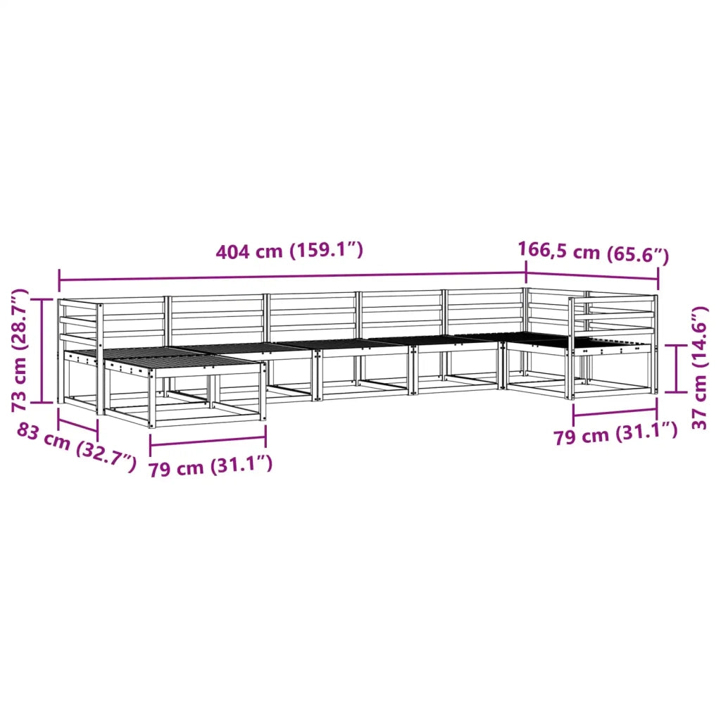 Set di divani da esterno 7 pcs Bianco Legno di Acacia Massello 3386743