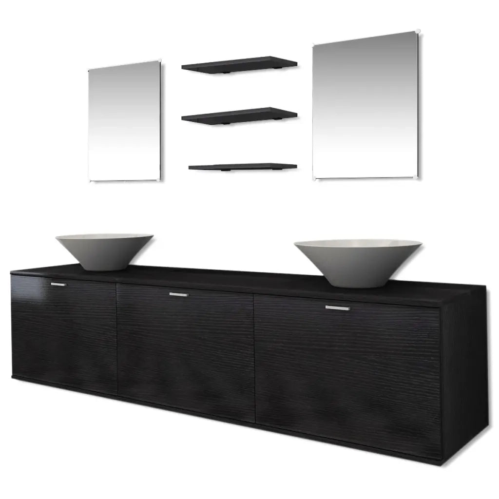 Set Mobili da Bagno con Lavabo 8 pz Nero 272233