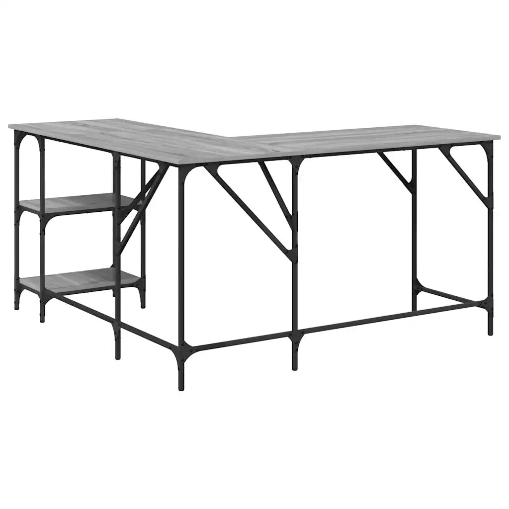 Scrivania | Tavolo da Ufficio Grigio Sonoma 139x139x75 cm in Legno Multistrato