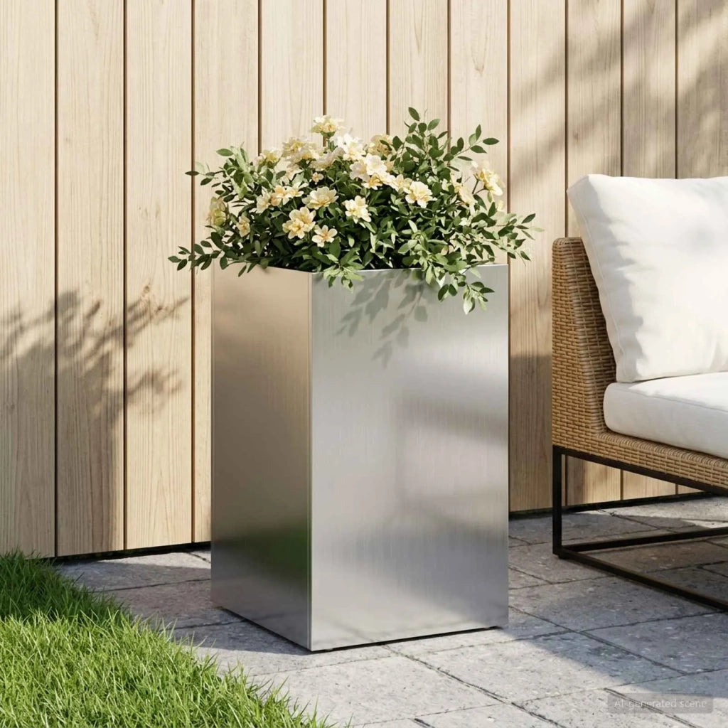 Vaso da giardino Argento 30 x 30 x 40 cm Acciaio zincato 8005340