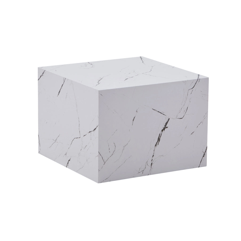 Tavolino da salotto Cuboid bianco effetto marmo