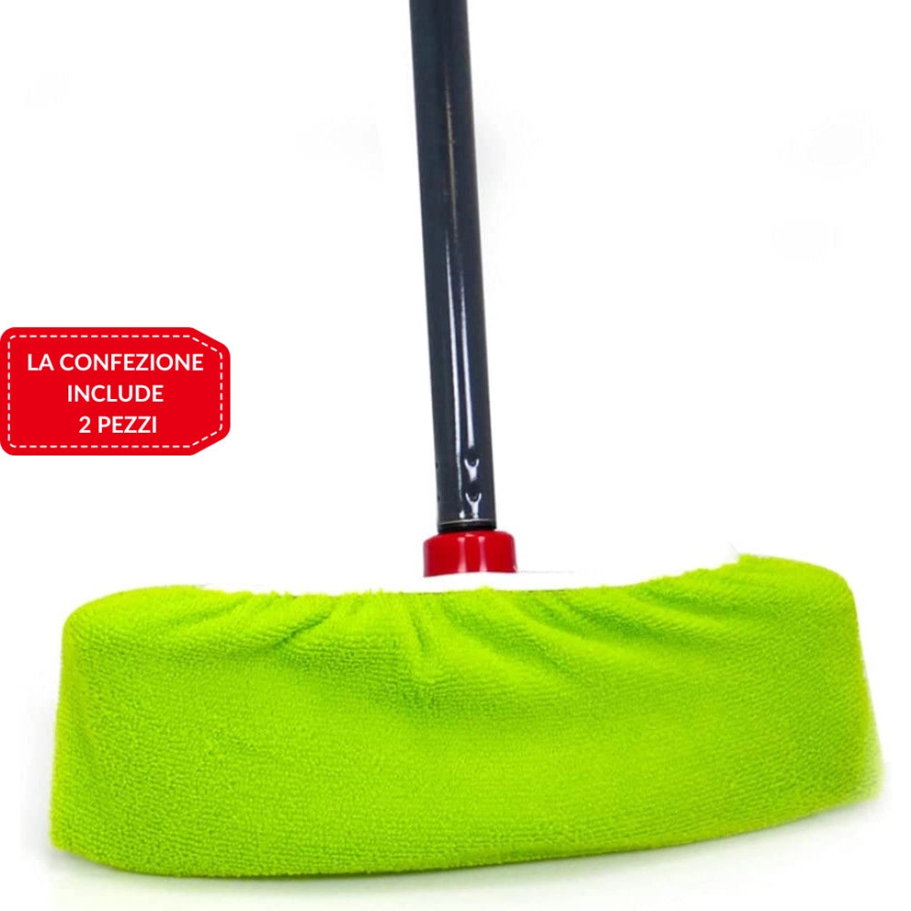 Trade Shop - Set 2 Copriscopa In Microfibra Pulizia Cattura Polvere Pavimenti Superfici 31x11 -